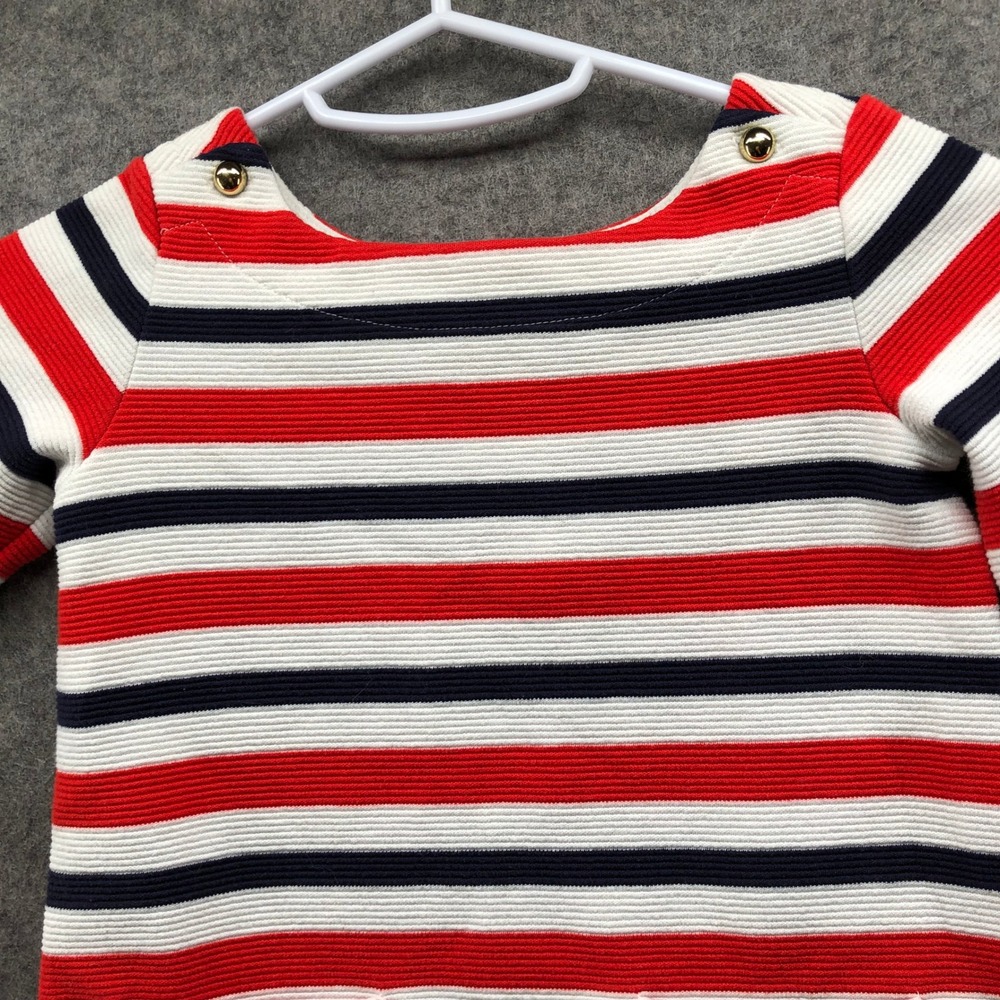 Janie and Jack Striped Knit Dress Girls 4T Red Navy White Nautical Ruffle Casual - Picture 3 of 7